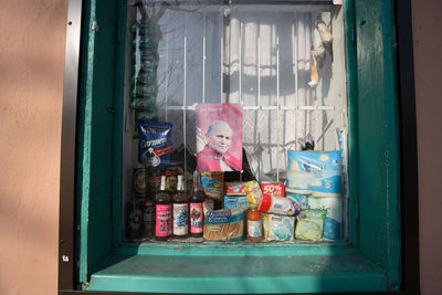 Boy seen through window