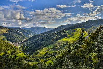 Scenic view of mountains against sky