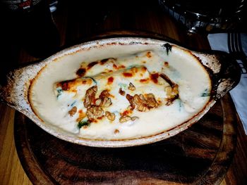 High angle view of food on table