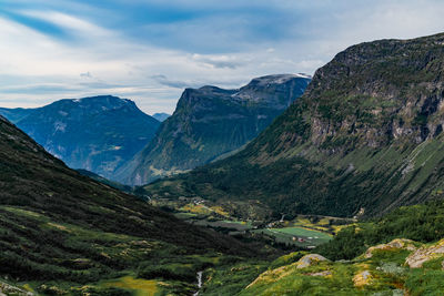 Scenic view of mountains against sky