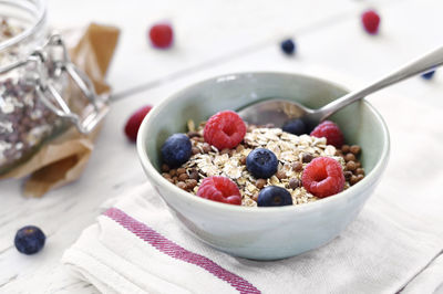 High angle view of breakfast served in bowl