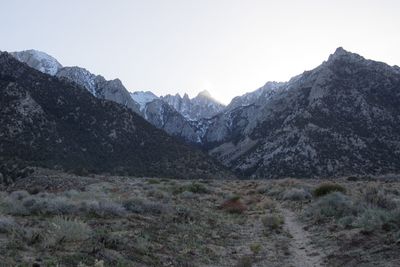 Scenic view of mountains against clear sky