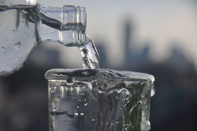 Close-up of water drops on glass