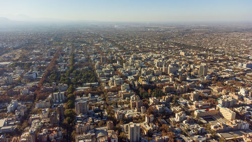 High angle view of cityscape against sky