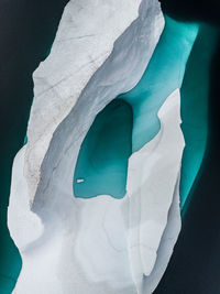 Aerial view of iceberg melting in sea