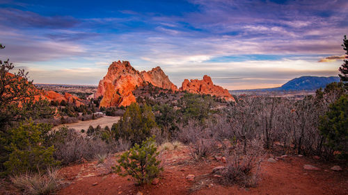 Scenic view of landscape against sky during sunset