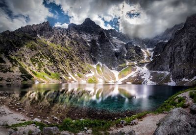 Scenic view of lake and mountains