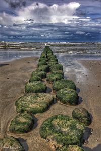 Scenic view of beach against sky