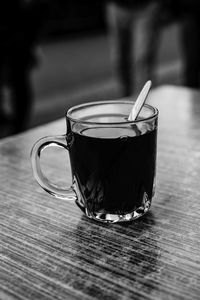 Close-up of coffee cup on table