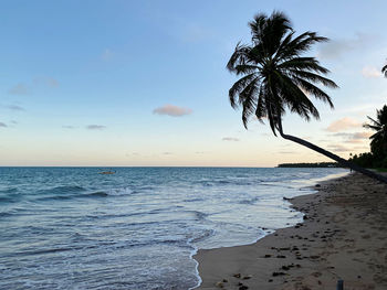 Scenic view of sea against sky at sunset