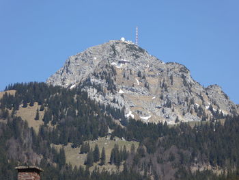 Low angle view of buildings against clear sky