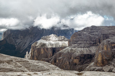 Alpine peaks panorama on sella group dolomite, trentino alps, italy