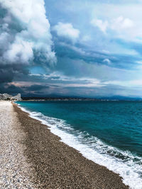 Scenic view of beach against sky