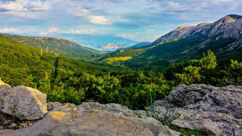 Scenic view of mountains against sky