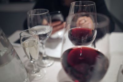 Close-up of wineglass on table