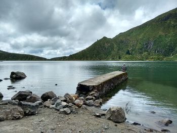 Scenic view of lake against sky