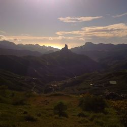 Scenic view of mountains against sky