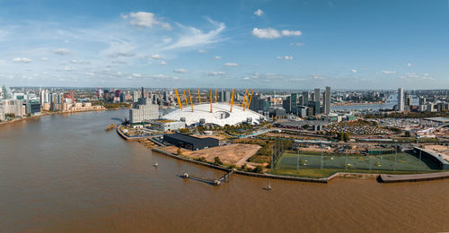 Aerial view of the millennium dome in london.