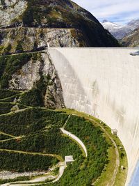 High angle view of dam on mountain