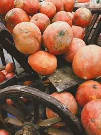 Close-up of pumpkins for sale at market