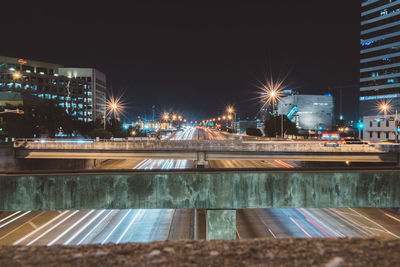 City lit up at night