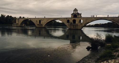 Reflection of bridge in water