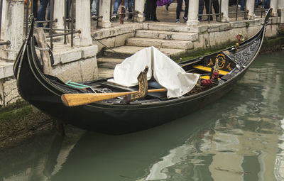 Gondola moored in grand canal