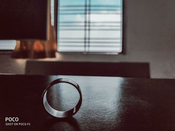 Close-up of coffee cup on table