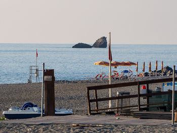 Scenic view of sea against clear sky