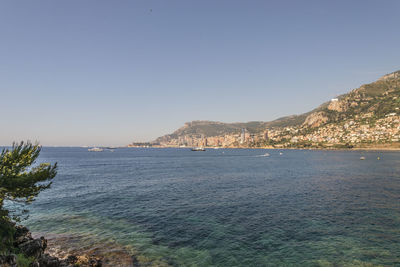 Scenic view of sea against clear sky