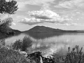 Scenic view of lake against sky
