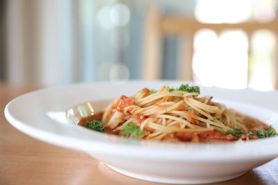 Close-up of meal served in plate