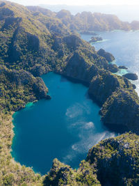 High angle view of sea and rocks