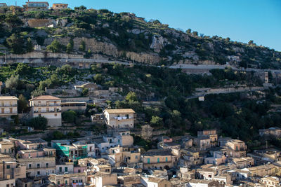 High angle view of townscape against sky