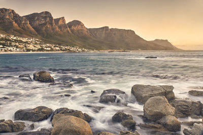 Scenic view of sea against clear sky