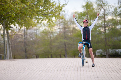 Man riding bicycle