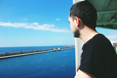 View of sea against blue sky