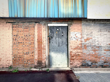 Closed door of building