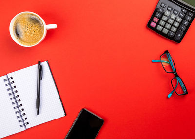 Directly above shot of coffee cup on table