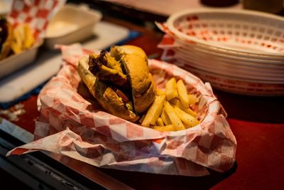 Close-up of food on table