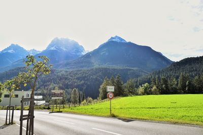 Scenic view of mountains against clear sky