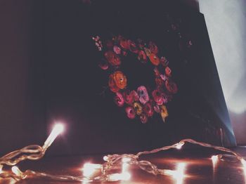 Low angle view of illuminated lanterns
