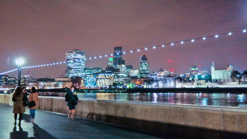 Illuminated cityscape at night