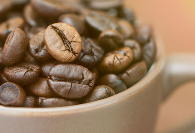 Close-up of coffee beans in bowl