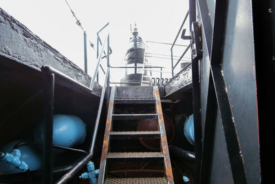 Low angle view of train against sky