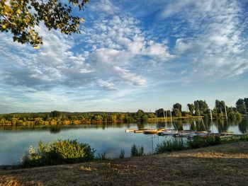 Scenic view of lake against sky