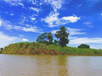 Scenic view of lake against sky