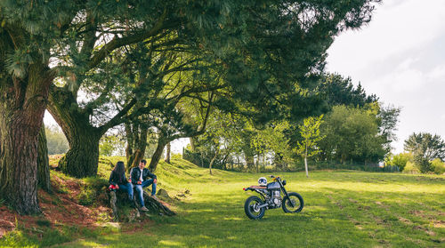 People riding bicycles