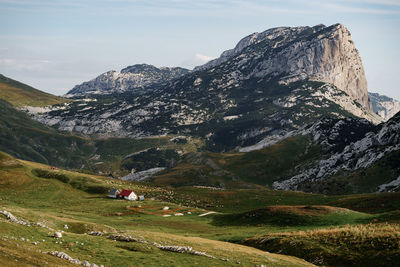 Scenic view of mountains against sky