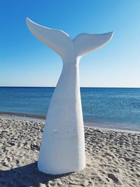 Sea shore against clear sky